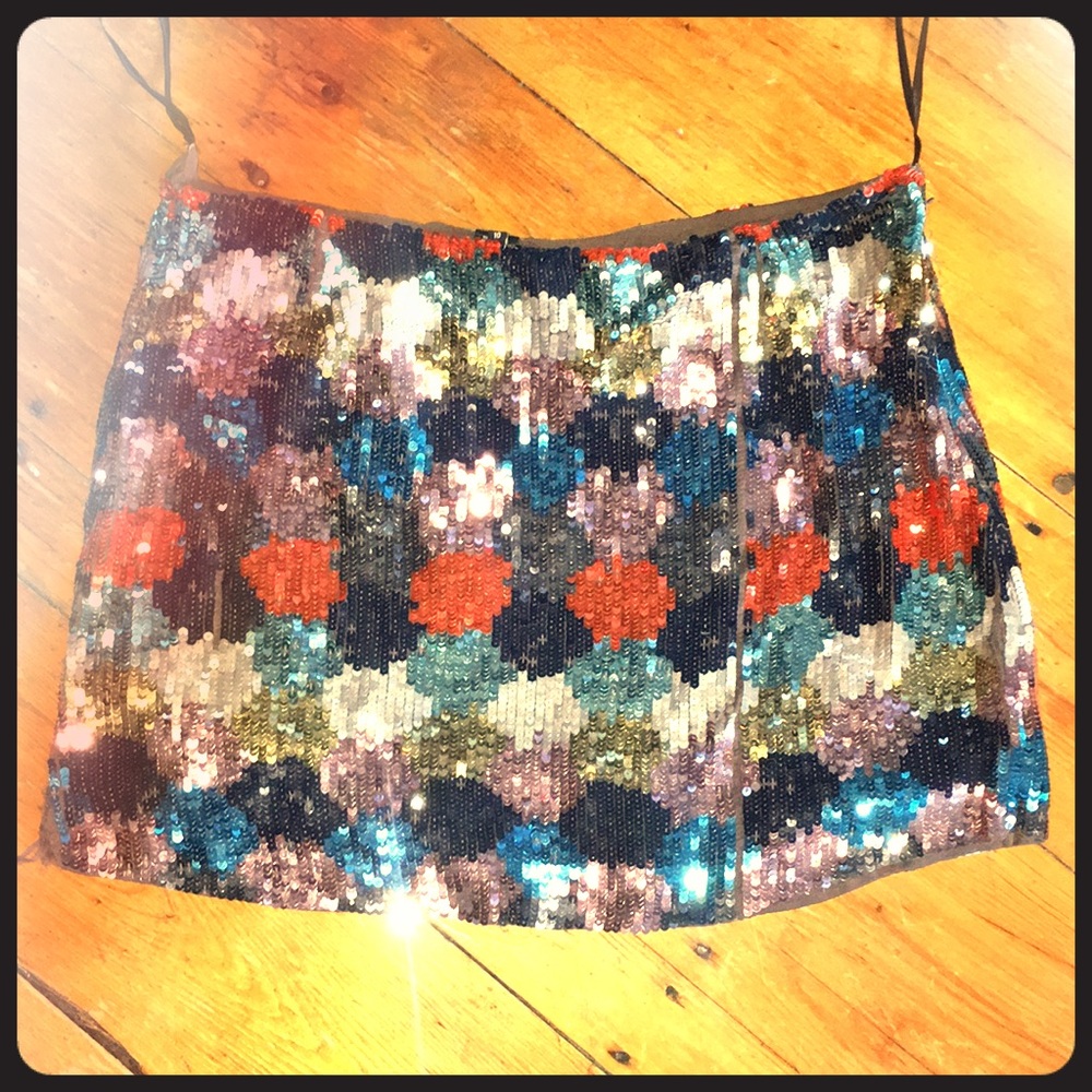 French Connection paintbox sequined skirt